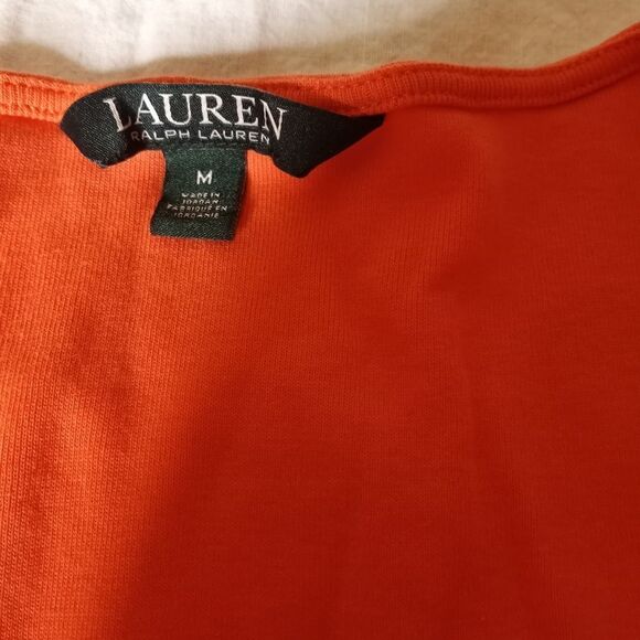 Lauren by Ralph Lauren Orange Blouse Medium Women's V-neck 3/4 Sleeve - Picture 2 of 7